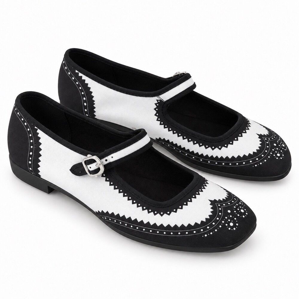Hot Chocolate Chocolaticas Mary Jane Havana Shoe Sz 9 39 Saddle Shoe Black White
